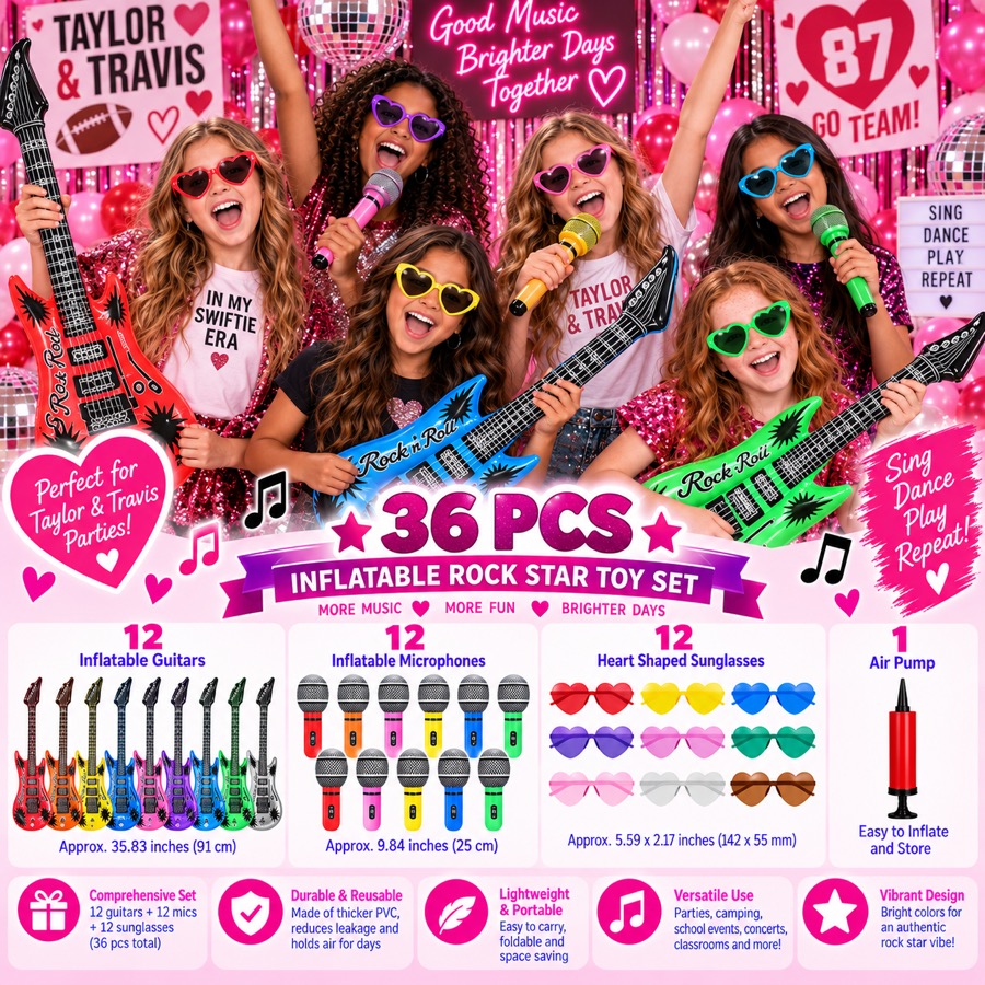 36-Piece Inflatable Rock Star Toy Set