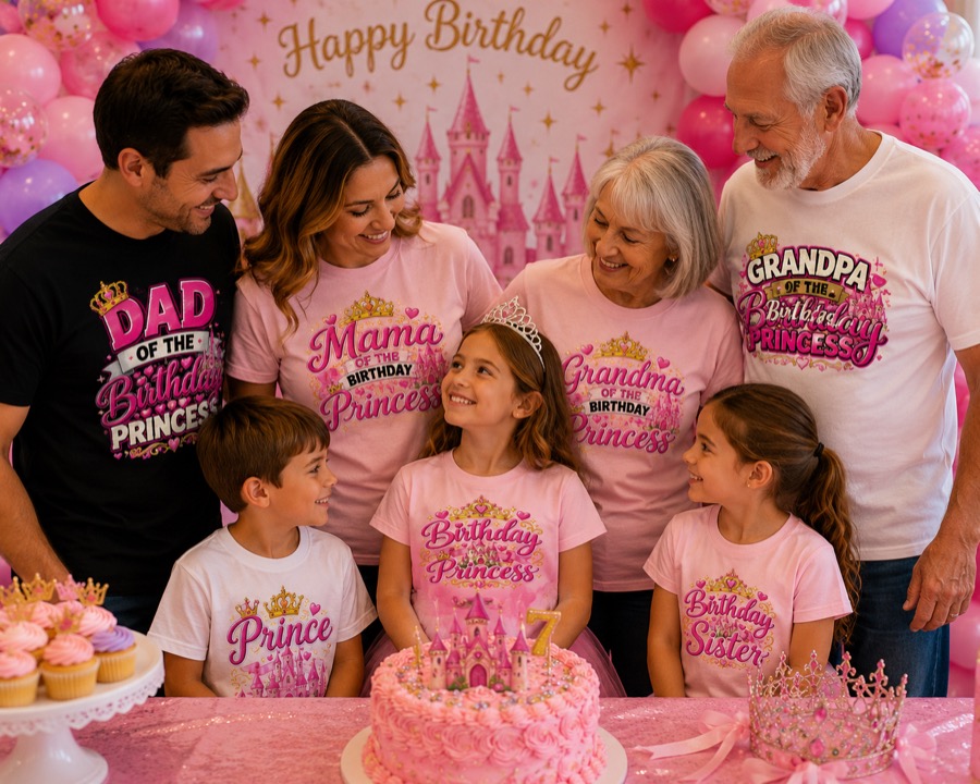 Birthday Princess shirts for the birthday girl and her family