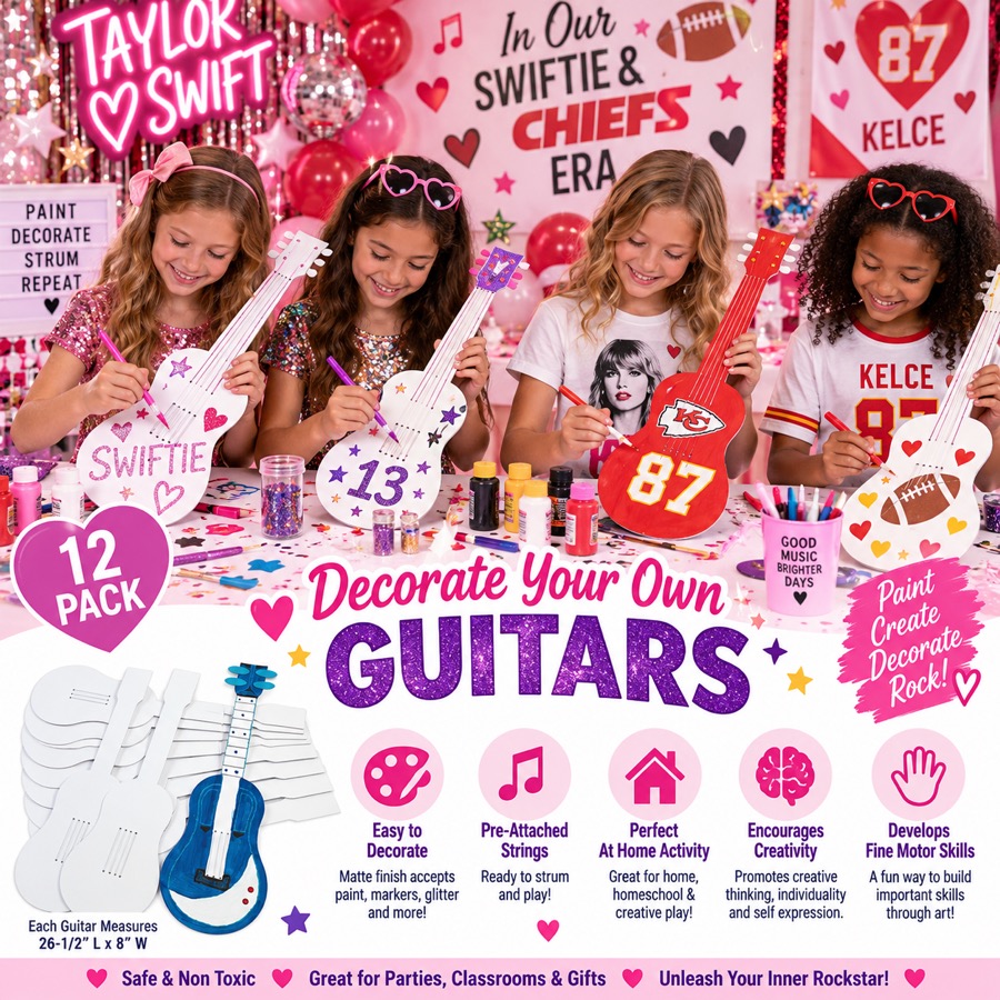 Decorate Your Own Cardboard Guitars, 12 pack