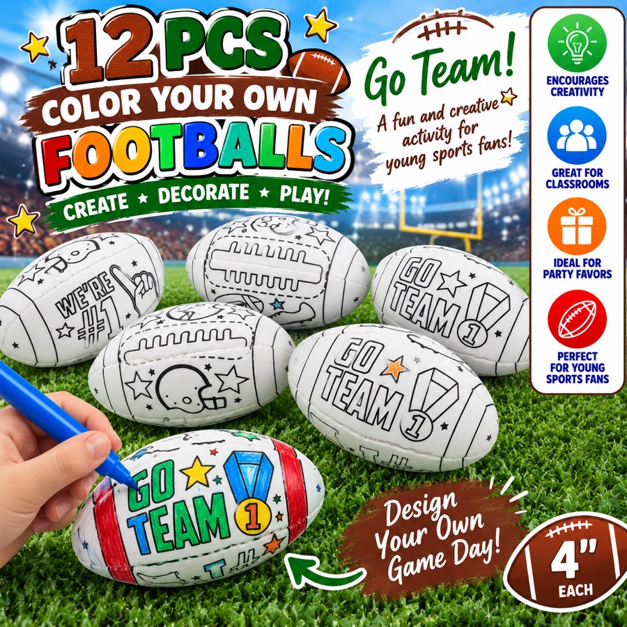 Color Your Own Footballs, 12 pieces