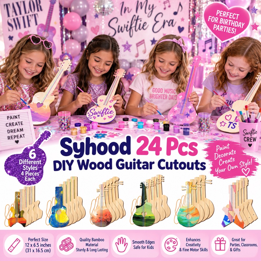 DIY Wood Guitar Cutouts, 24 pieces