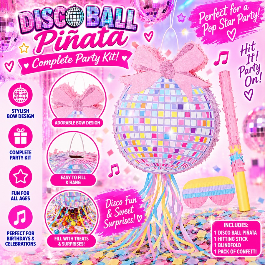 Disco Ball PiΓ±ata Complete Party Kit
