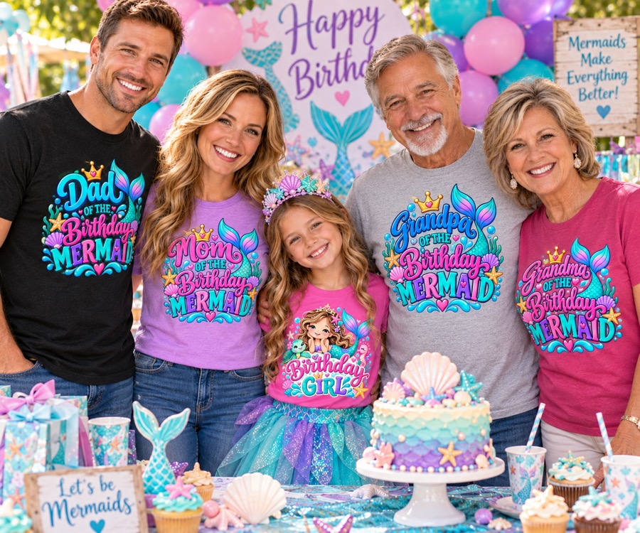 Family Mermaid Birthday T-Shirts