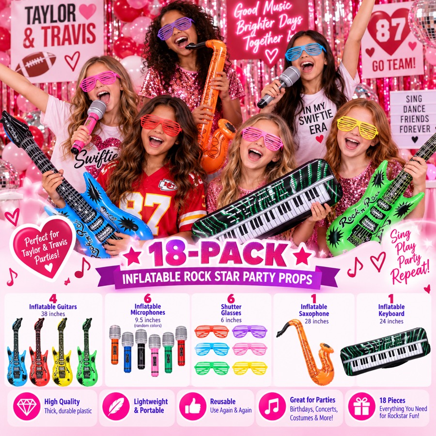 Inflatable Rock Star Party Props, 18 pack
