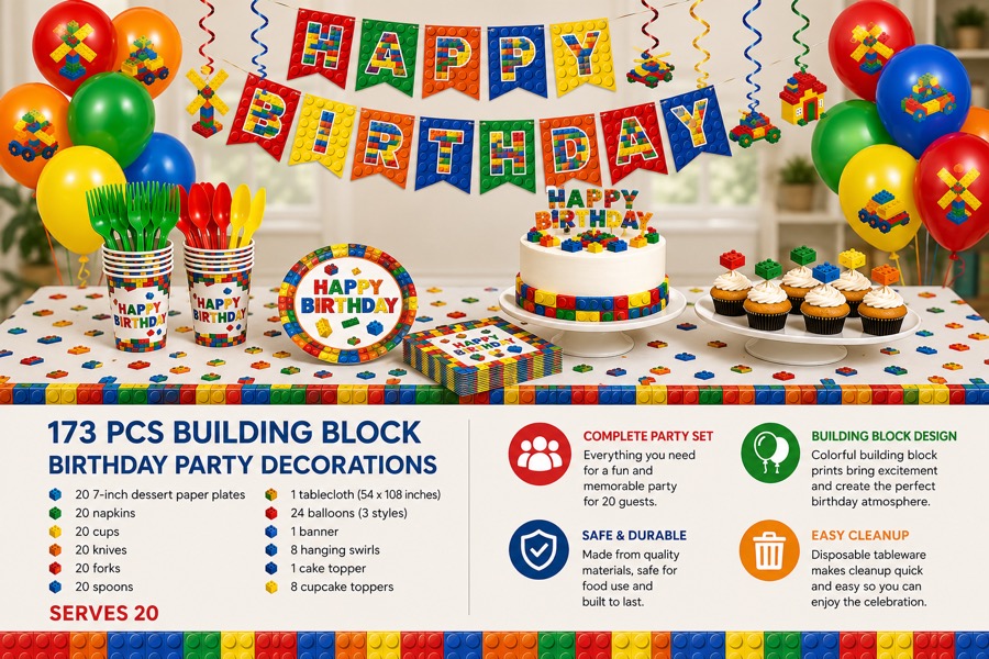 Building Block Birthday Party Decorations