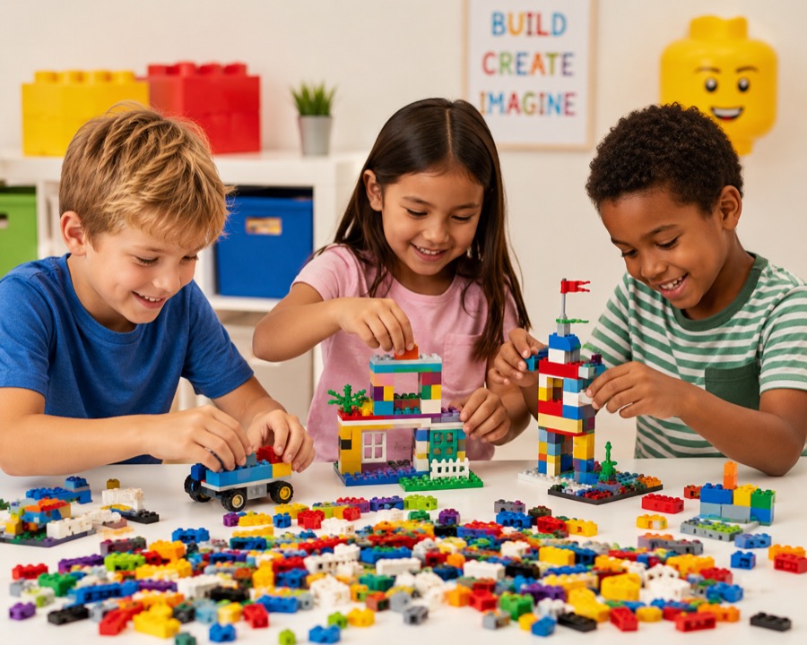 Kids playing with Lego bricks