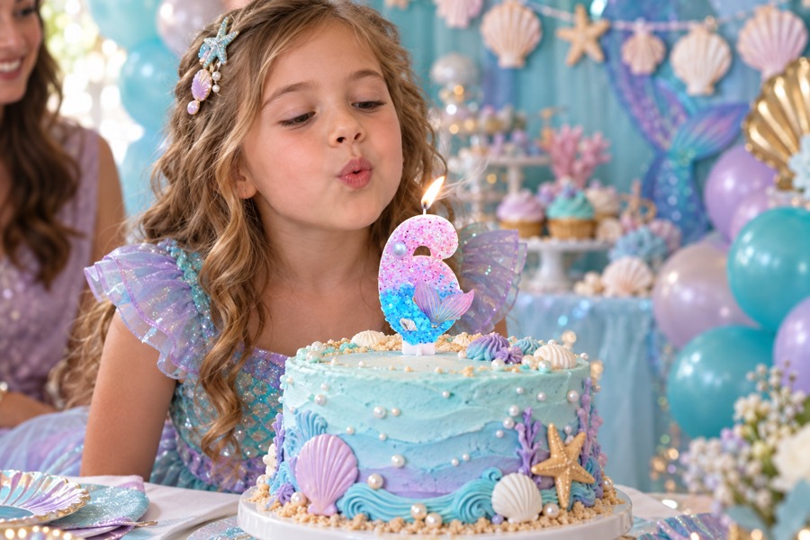 Mermaid Number Birthday Candle