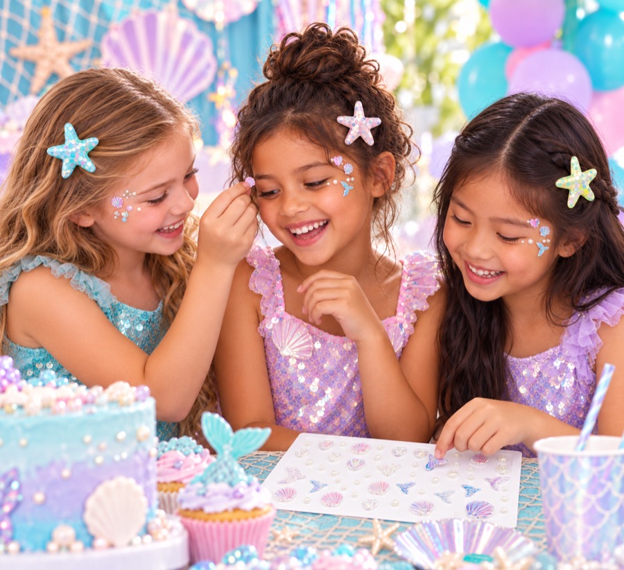 Mermaid Face Gems Stickers
