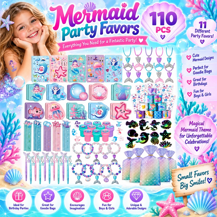 Mermaid Party Favors, 110 pieces