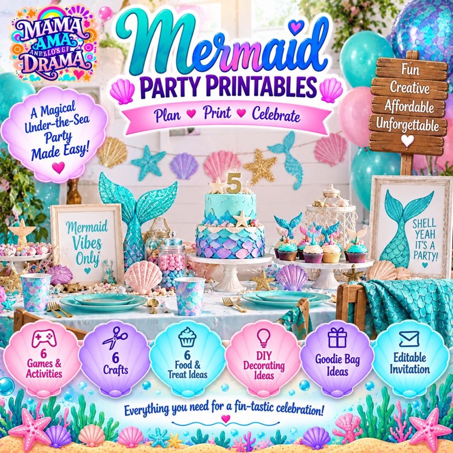 Mermaid Birthday Party Printables Bundle