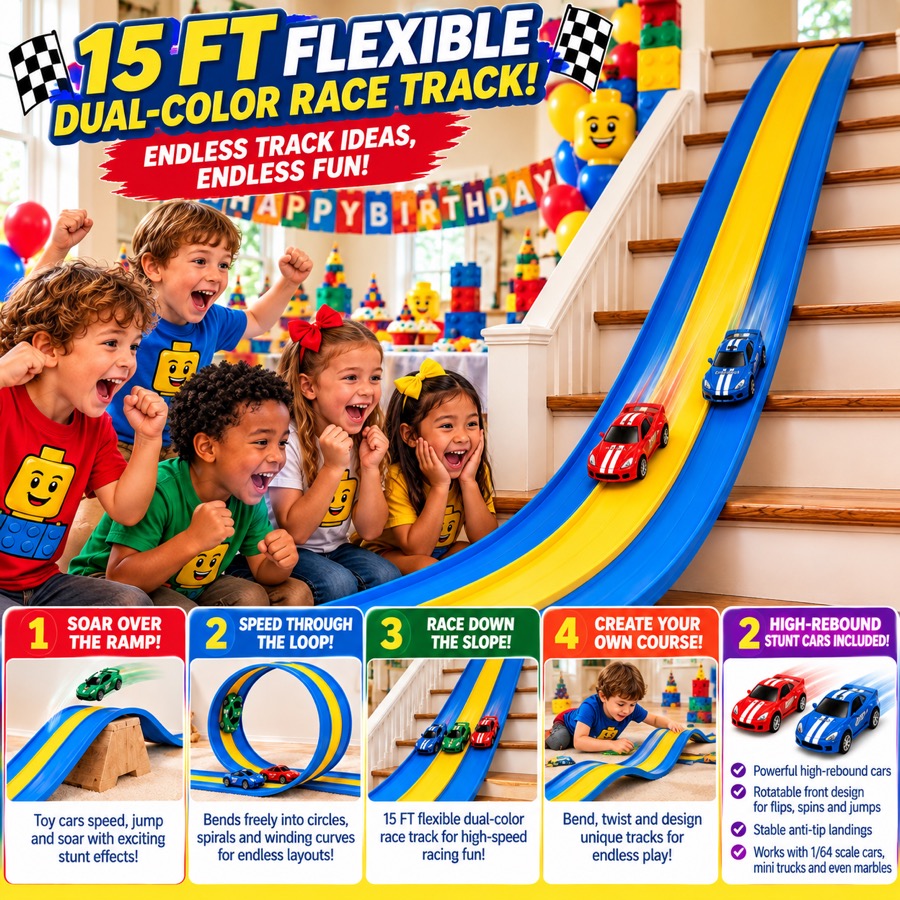 15-Foot Flexible Dual-Color Race Track