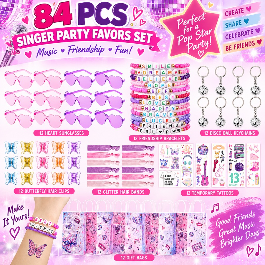 Singer Party Favors Set, 84 pieces