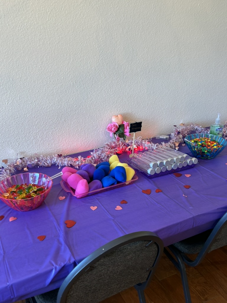 Colorful candy station for the microphone craft